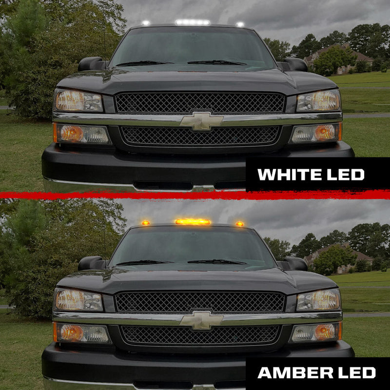 GMC & Chevy 02-07 3-Piece Cab Roof Light Kit Strobe LED White & Amber - Multiple Lens