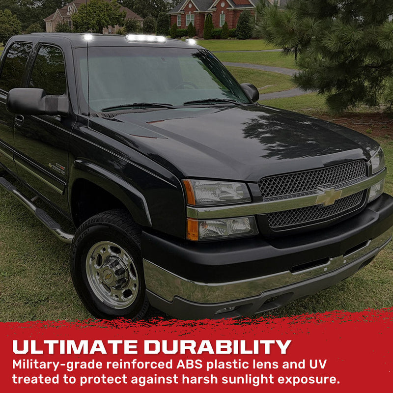 GMC & Chevy 02-07 3-Piece Cab Roof Light Kit Strobe LED White & Amber - Multiple Lens