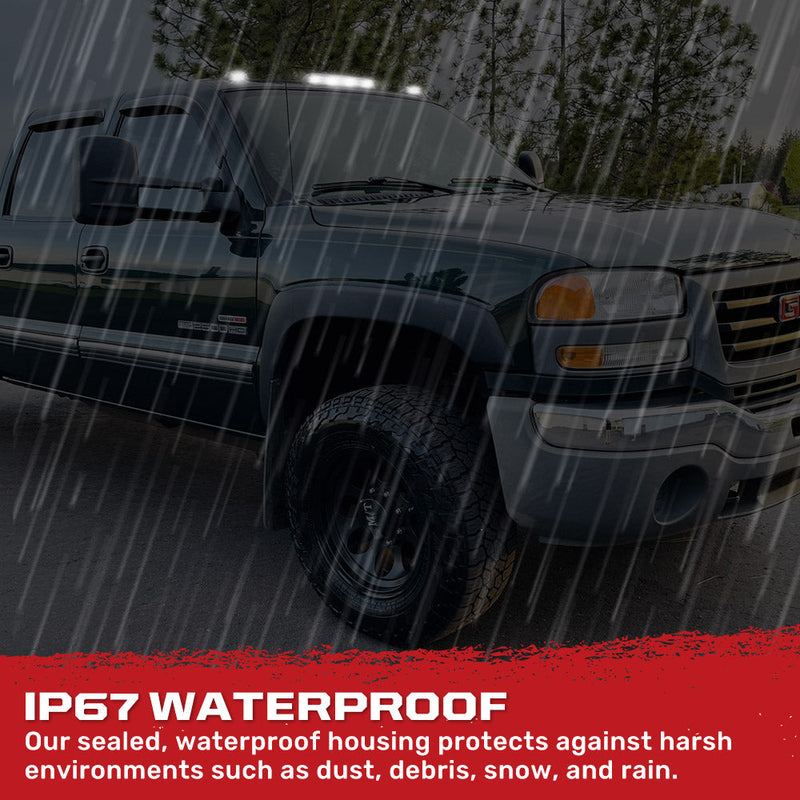 GMC & Chevy 02-07 3-Piece Cab Roof Light Kit Strobe LED White & Amber - Multiple Lens