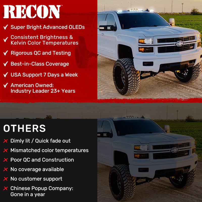 GMC & Chevy 02-07 3-Piece Cab Roof Light Kit Strobe LED White & Amber - Multiple Lens