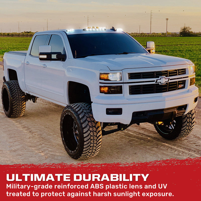 GMC & Chevy 07-14 3-Piece Cab Roof Light Kit Strobe LED White & Amber - Multiple Lens