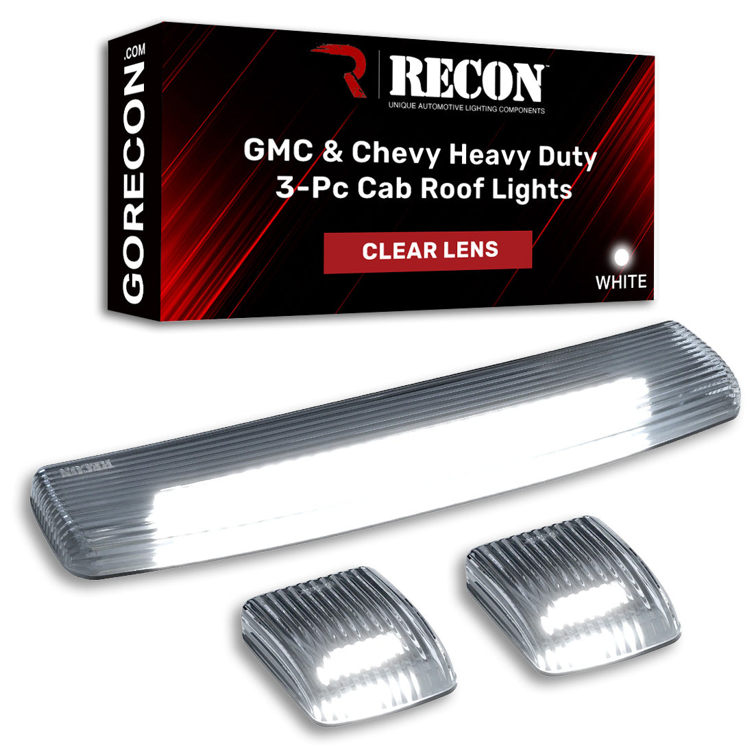 GMC & Chevy 15-19 Heavy-Duty 3 Piece Cab Roof Light Kit 2-Way Front & Rear Facing Ultra High-Power LEDs - Multiple Lens & Colors