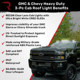GMC & Chevy 15-19 Heavy-Duty 3 Piece Cab Roof Light Kit 2-Way Front & Rear Facing Ultra High-Power LEDs - Multiple Lens & Colors