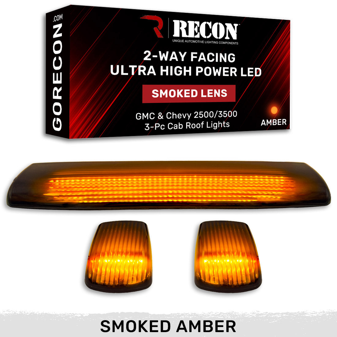 GMC & Chevy 15-19 Heavy-Duty 3 Piece Cab Roof Light Kit 2-Way Front & Rear Facing Ultra High-Power LEDs - Multiple Lens & Colors