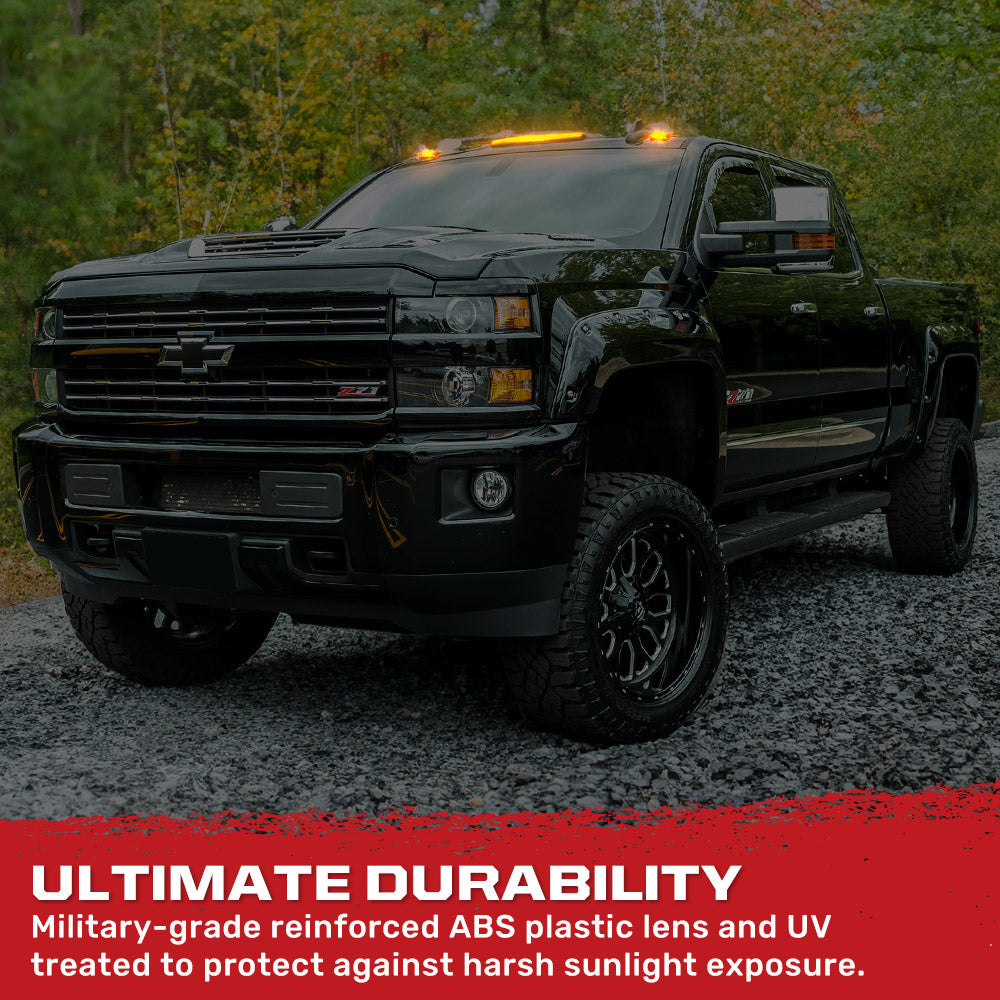 GMC & Chevy 15-19 Heavy-Duty 3 Piece Cab Roof Light Kit 2-Way Front & Rear Facing Ultra High-Power LEDs - Multiple Lens & Colors