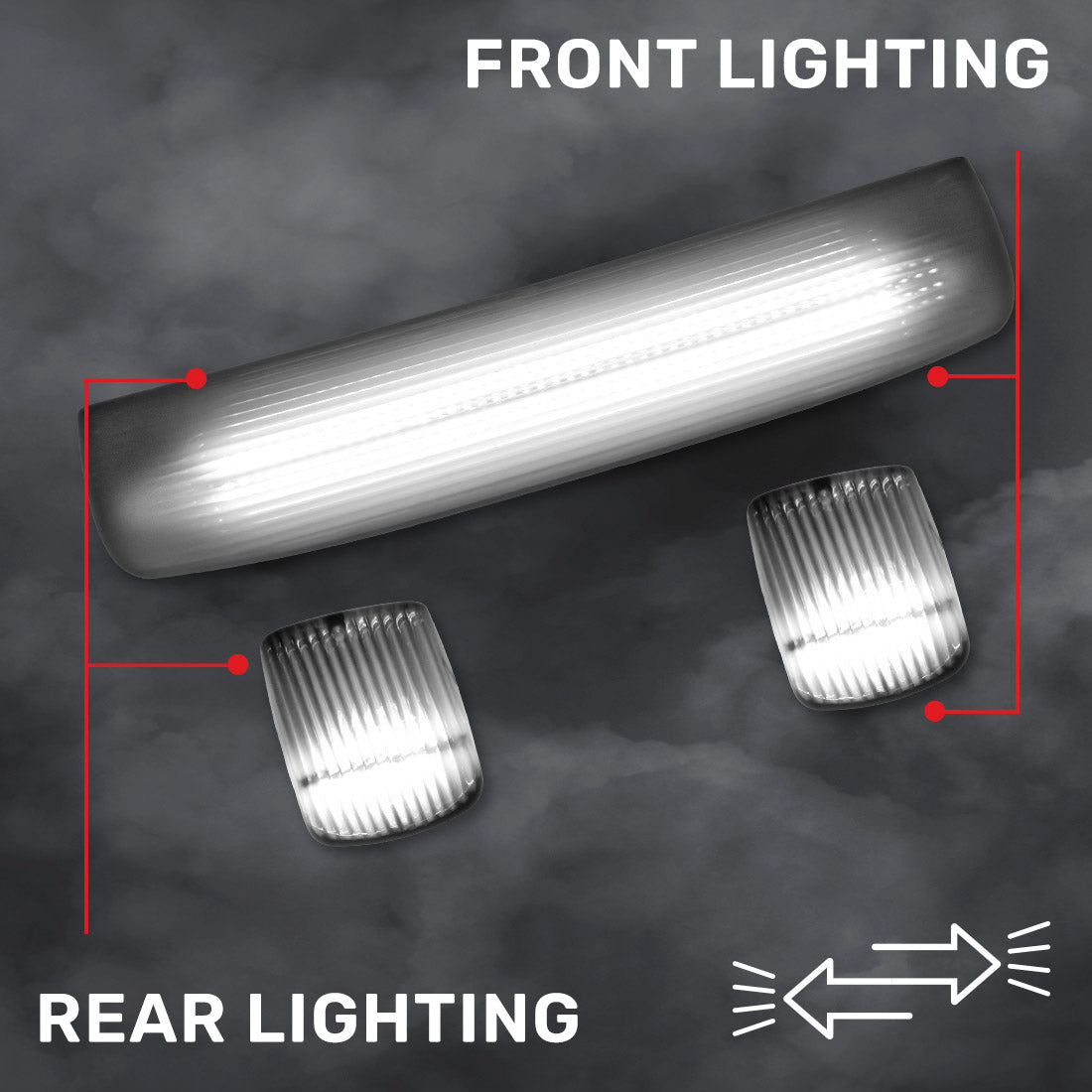 GMC & Chevy 15-19 Heavy-Duty 3 Piece Cab Roof Light Kit 2-Way Front & Rear Facing Ultra High-Power LEDs - Multiple Lens & Colors
