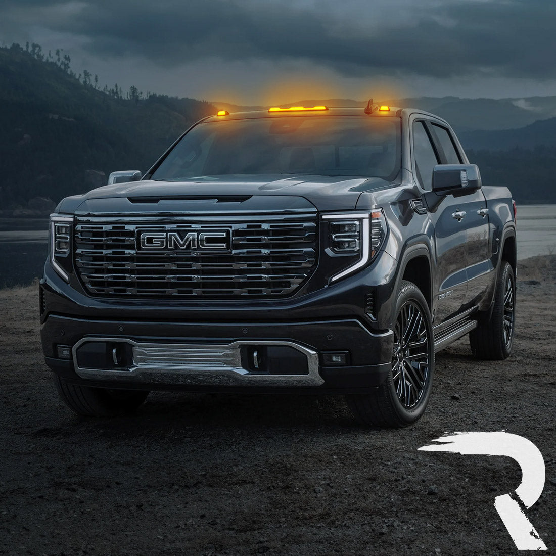 GMC & Chevy 20-26 (4th GEN Body Style) Heavy-Duty (3-Piece Set) Smoked Cab Roof Light Lens with Amber LED’s - (Attn: This cab light kit replaces OEM factory installed cab roof lights)