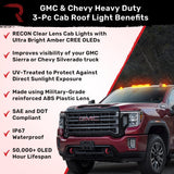GMC & Chevy 20-26 (4th GEN Body Style) Heavy-Duty (3-Piece Set) Clear Cab Roof Light Lens with Amber LED’s - (Attn: Replaces OEM factory cab roof lights)