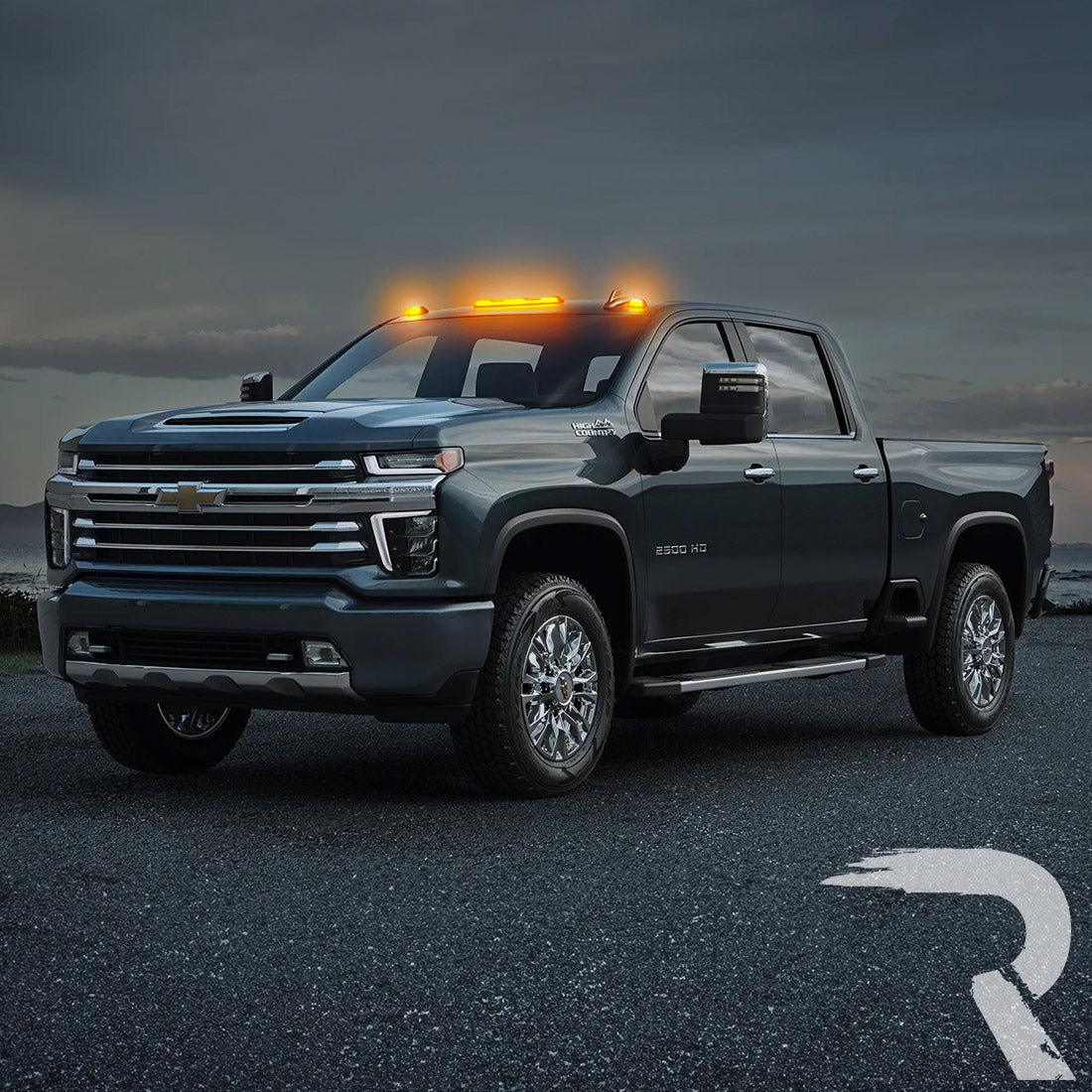 GMC & Chevy 20-26 (4th GEN Body Style) Heavy-Duty (3-Piece Set) Clear Cab Roof Light Lens with Amber LED’s - (Attn: Replaces OEM factory cab roof lights)