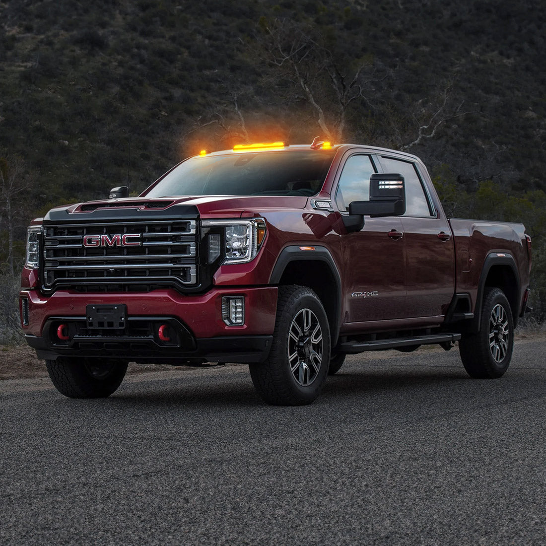 GMC & Chevy 20-26 (4th GEN Body Style) Heavy-Duty (3-Piece Set) Clear Cab Roof Light Lens with Amber LED’s - (Attn: Replaces OEM factory cab roof lights)