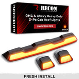 RECON - GMC & Chevy 20-26 (4th Gen) Heavy-Duty 3-Pc Cab Roof Light Set 2-Way Front & Rear Facing Ultra High-Power LED (ATTN: For models that DID NOT come with factory cab roof lights) - Multiple Options