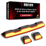 GMC & Chevy 20-26 (4th GEN Body Style) Heavy-Duty (3-Piece Set) Clear Cab Roof Light Lens with Amber LEDs - (ATTN: For models that DID NOT come with factory cab roof lights)