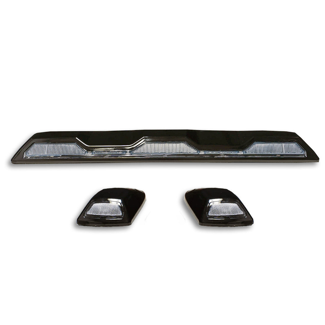 GMC & Chevy 20-26 (4th GEN Body Style) Heavy-Duty (3-Piece Set) Clear Cab Roof Light Lens with Amber LEDs - (ATTN: For models that DID NOT come with factory cab roof lights)