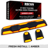 RECON - GMC & Chevy 20-26 (4th Gen) Heavy-Duty 3-Pc Cab Roof Light Set 2-Way Front & Rear Facing Ultra High-Power LED (ATTN: For models that DID NOT come with factory cab roof lights) - Multiple Options