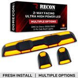 RECON - GMC & Chevy 20-26 (4th Gen) Heavy-Duty 3-Pc Cab Roof Light Set 2-Way Front & Rear Facing Ultra High-Power LED (ATTN: For models that DID NOT come with factory cab roof lights) - Multiple Options