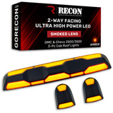 RECON - GMC & Chevy 20-26 (4th Gen) Heavy-Duty 3-Pc Cab Roof Light Set 2-Way Front & Rear Facing Ultra High-Power LED (ATTN: For models that DID NOT come with factory cab roof lights) - Multiple Options