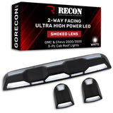 RECON - GMC & Chevy 20-26 (4th Gen) Heavy-Duty 3-Pc Cab Roof Light Set 2-Way Front & Rear Facing Ultra High-Power LED (ATTN: For models that DID NOT come with factory cab roof lights) - Multiple Options