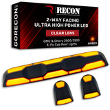RECON - GMC & Chevy 20-26 (4th Gen) Heavy-Duty 3-Pc Cab Roof Light Set 2-Way Front & Rear Facing Ultra High-Power LED (ATTN: For models that DID NOT come with factory cab roof lights) - Multiple Options