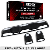 RECON - GMC & Chevy 20-26 (4th Gen) Heavy-Duty 3-Pc Cab Roof Light Set 2-Way Front & Rear Facing Ultra High-Power LED (ATTN: For models that DID NOT come with factory cab roof lights) - Multiple Options