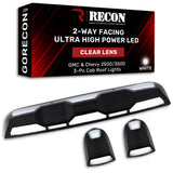 RECON - GMC & Chevy 20-26 (4th Gen) Heavy-Duty 3-Pc Cab Roof Light Set 2-Way Front & Rear Facing Ultra High-Power LED (ATTN: For models that DID NOT come with factory cab roof lights) - Multiple Options