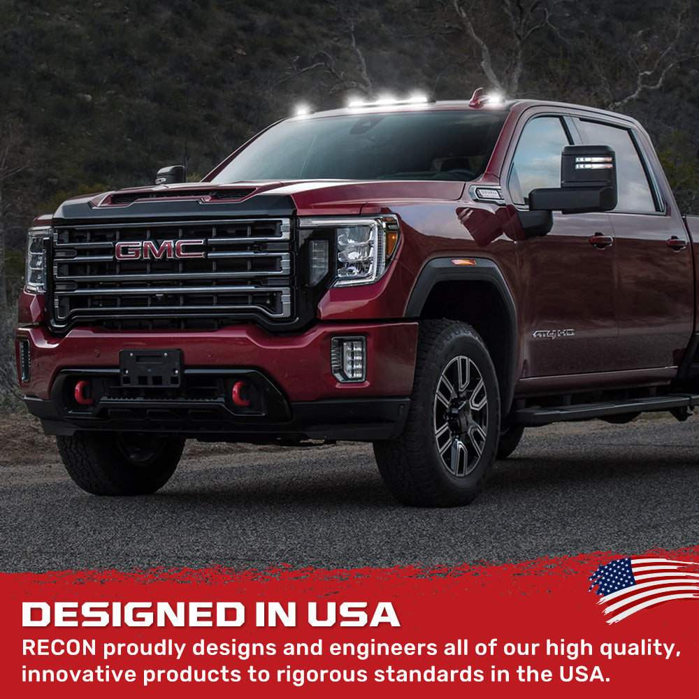 RECON - GMC & Chevy 20-26 (4th Gen) Heavy-Duty 3-Pc Cab Roof Light Set 2-Way Front & Rear Facing Ultra High-Power LED (ATTN: For models that DID NOT come with factory cab roof lights) - Multiple Options