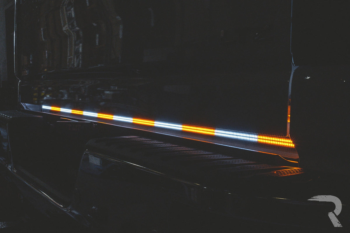 "May Day" High Intensity Dual Row Tailgate Warning Strobing LED Light Bar Amber & White - Multiple Sizes