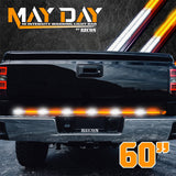 "May Day" High Intensity Dual Row Tailgate Warning Strobing LED Light Bar Amber & White - Multiple Sizes