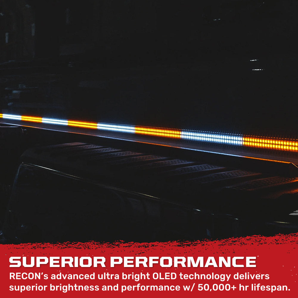 "May Day" High Intensity Dual Row Tailgate Warning Strobing LED Light Bar Amber & White - Multiple Sizes
