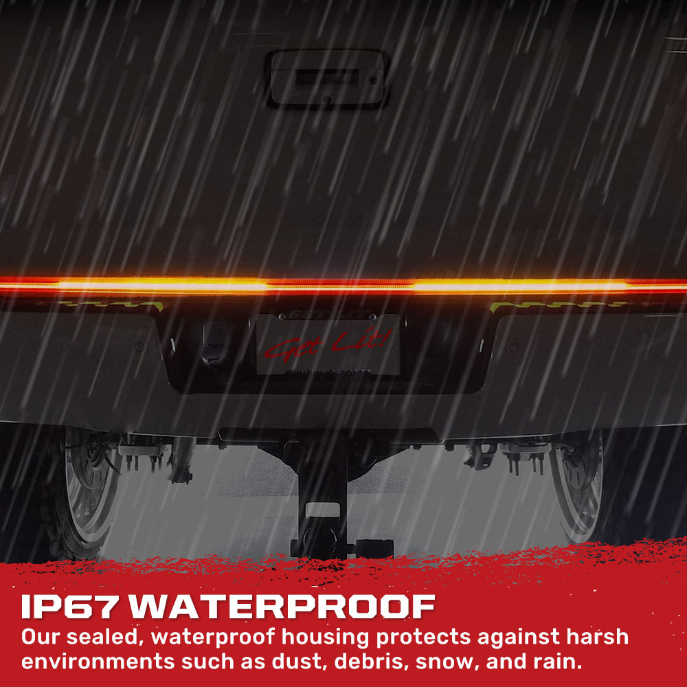 "Dual Row" Tailgate Bar High Power LED Scanning Amber Signals, Brake & Reverse Lights - Multiple Sizes