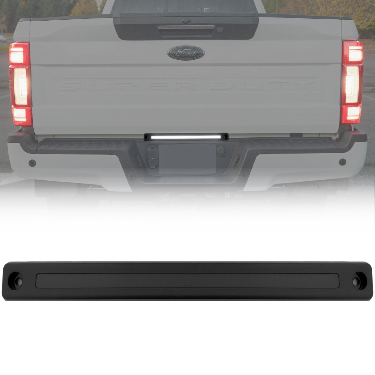 Ford 17-26 Super Duty Mini LED Tailgate Light Bar w/ Smooth OLED Red Running Lights & White LED Reverse Lights - Plug-N-Play for 17-24 Super Duty Dually - Smoked