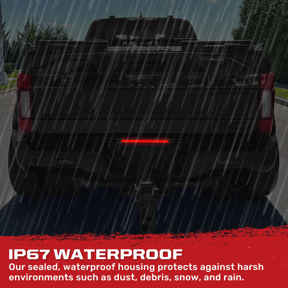 Ford 17-26 Super Duty Mini LED Tailgate Light Bar w/ Smooth OLED Red Running Lights & White LED Reverse Lights - Plug-N-Play for 17-24 Super Duty Dually - Smoked