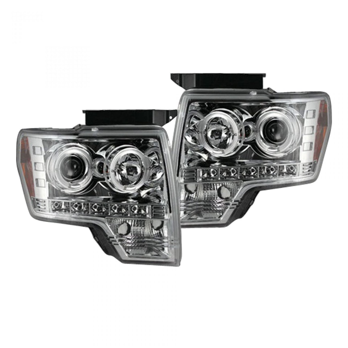 Ford F150 & Raptor 09-14 Projector Headlights CCFL Halos & DRL Clear/Chrome