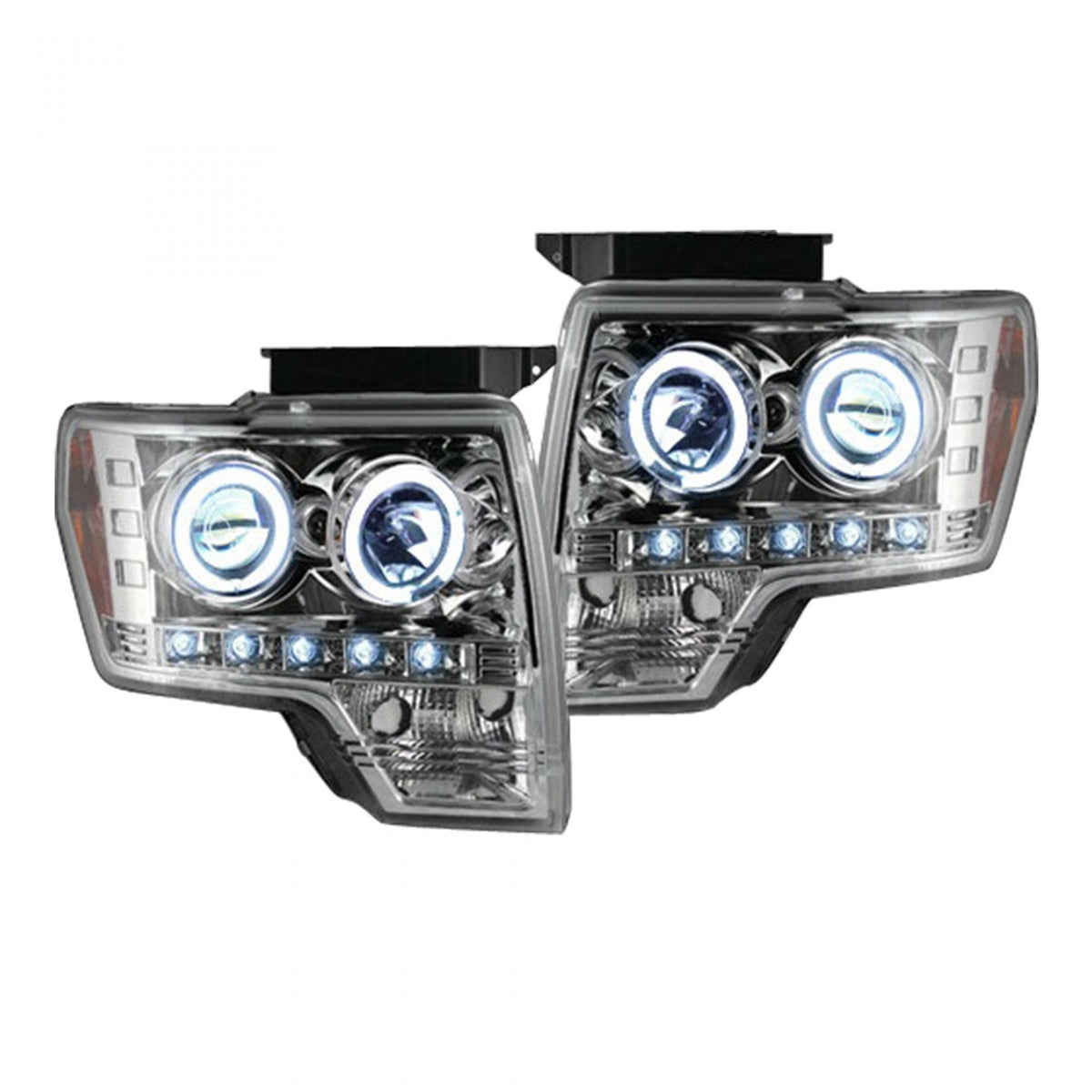 Ford F150 & Raptor 09-14 Projector Headlights in Clear/Chrome