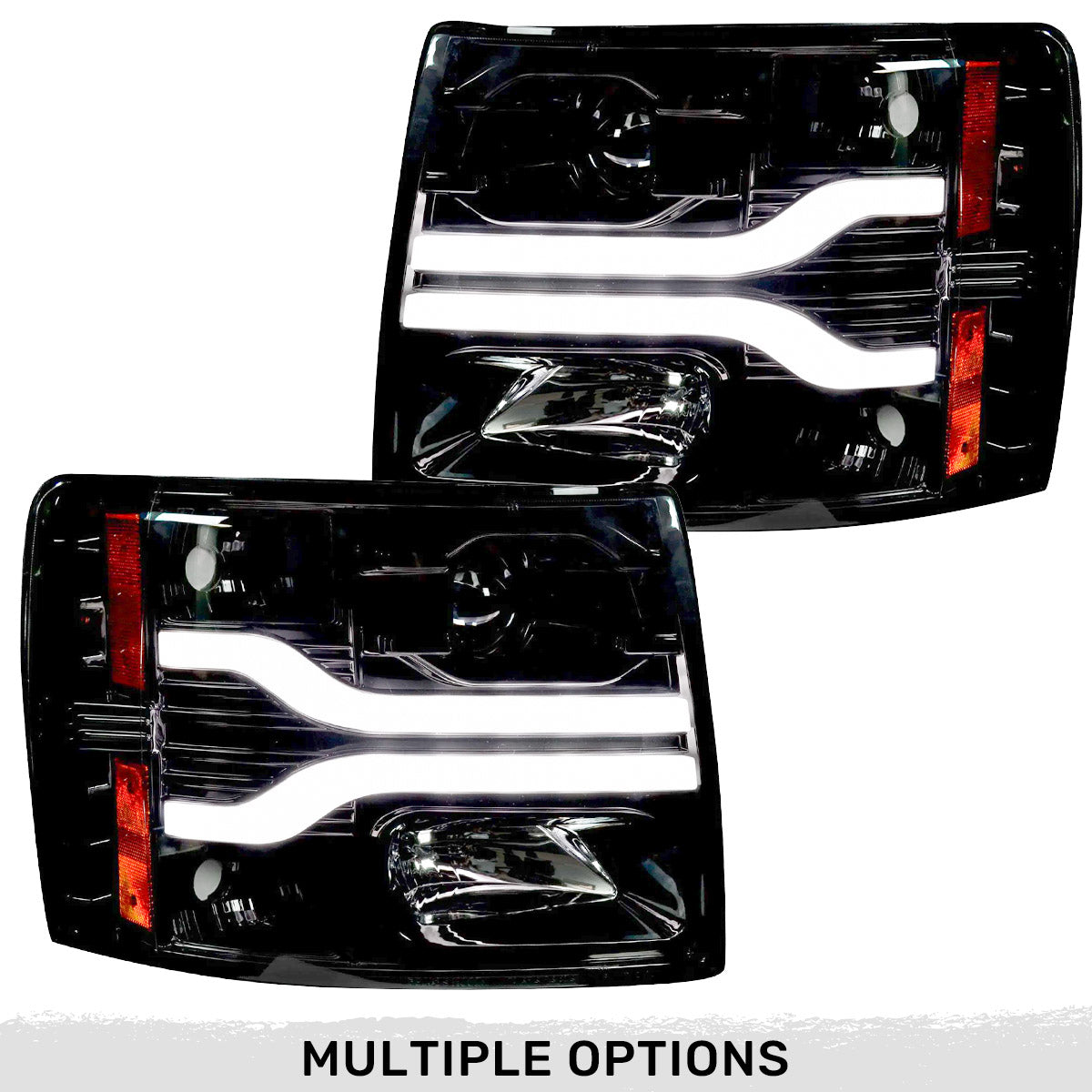 Chevrolet Silverado 07-13 (2nd Gen Single-Wheel 1500/2500/3500) Projector Headlights OLED Halos DRL - Multiple Styles