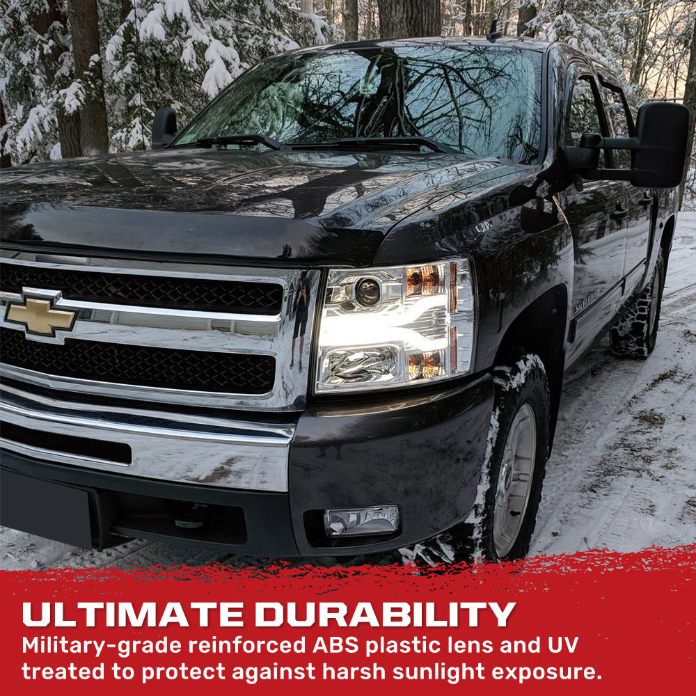 Chevrolet Silverado 07-13 (2nd Gen Single-Wheel 1500/2500/3500) Projector Headlights OLED Halos DRL - Multiple Styles