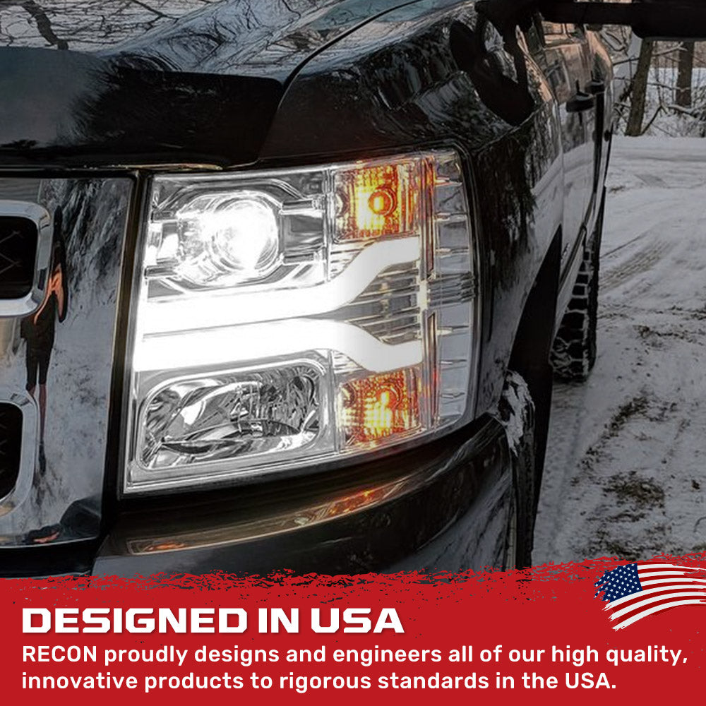 Chevrolet Silverado 07-13 (2nd Gen Single-Wheel 1500/2500/3500) Projector Headlights OLED Halos DRL - Multiple Styles