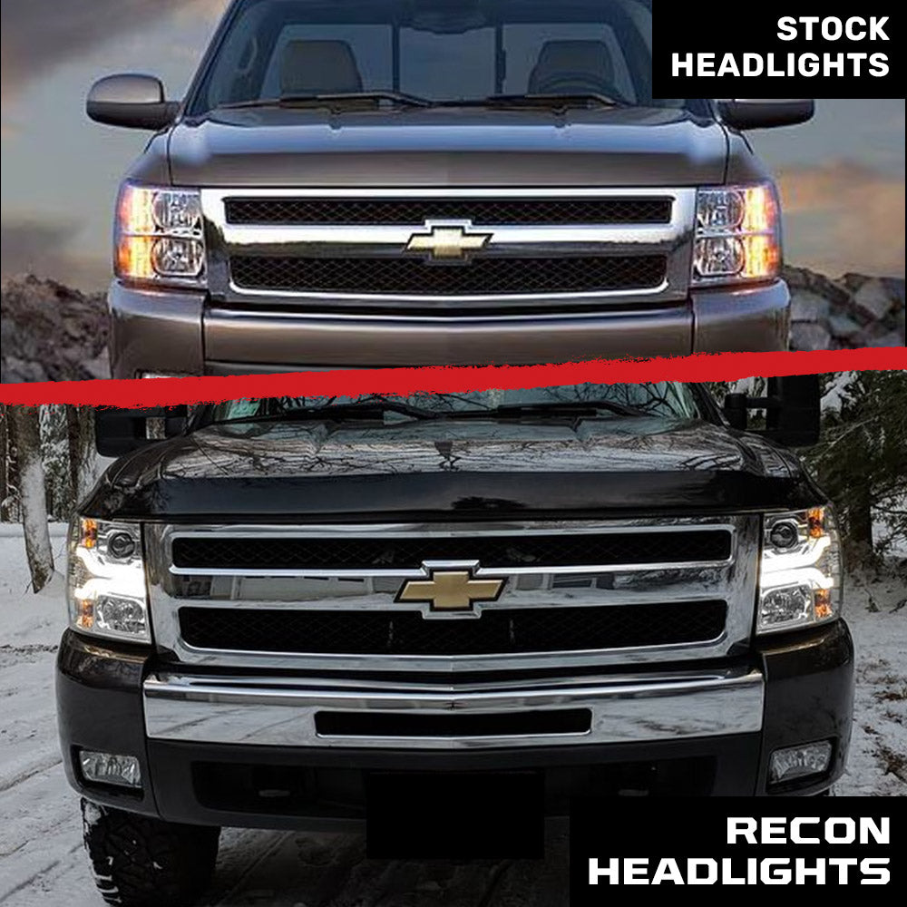 Chevrolet Silverado 07-13 (2nd Gen Single-Wheel 1500/2500/3500) Projector Headlights OLED Halos DRL - Multiple Styles