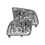 Ford Mustang 05-09 Projector Headlights in Clear/Chrome