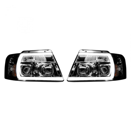 Ford F150 04-08 Projector Headlights OLED Halos & DRL in Clear/Chrome