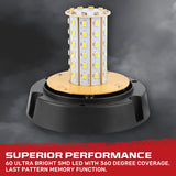 Exterior Roof Mounted 360 Degree 4.5" Warning 60 LED Strobe/Flashing Light Beacon in Amber - Magnet Suction Cups Installation with 16 ft Heavy Duty A/C Adapter Plug w/ 7 Lighting Functions