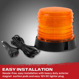Exterior Roof Mounted 360 Degree 4.5" Warning 60 LED Strobe/Flashing Light Beacon in Amber - Magnet Suction Cups Installation with 16 ft Heavy Duty A/C Adapter Plug w/ 7 Lighting Functions
