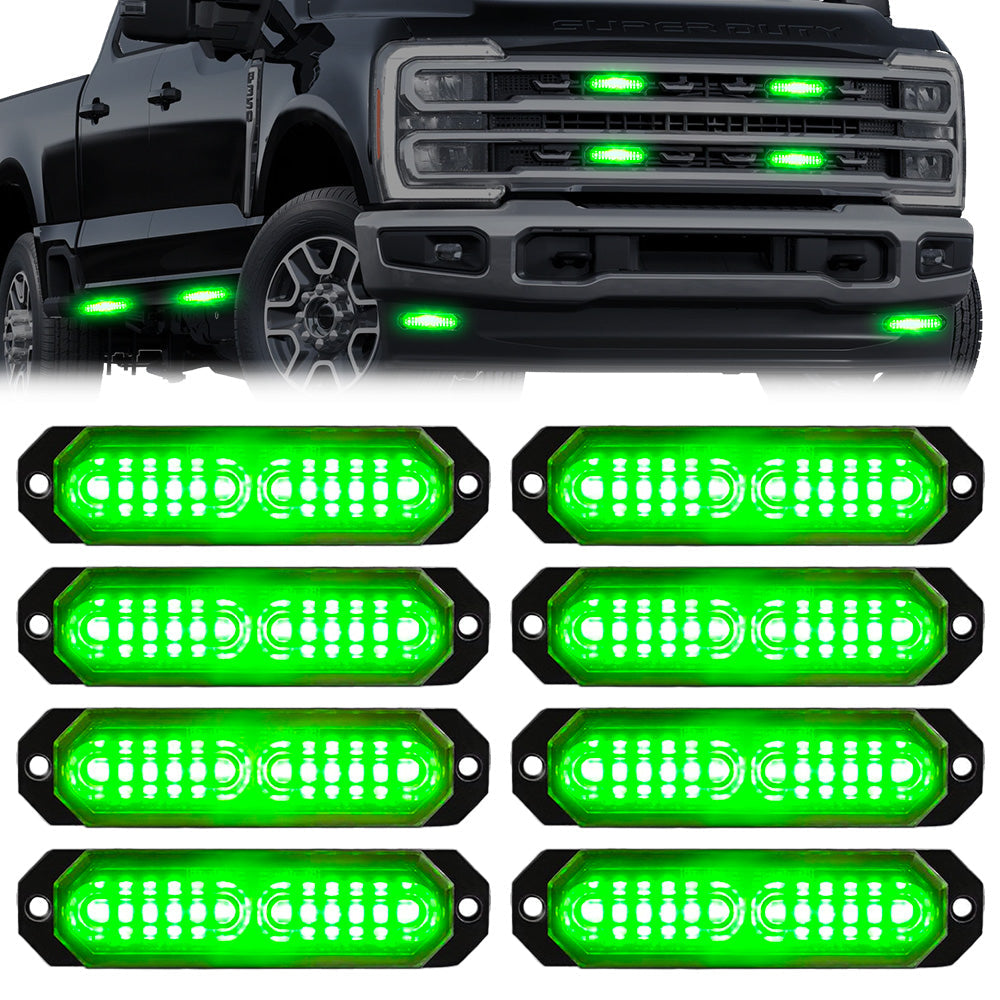 Universal 8-PC Ultra Slim Aluminum Surface Mounted 4.5" Emergency Ultra Bright LED Strobe w/ 17 Light Functions - Multiple Options