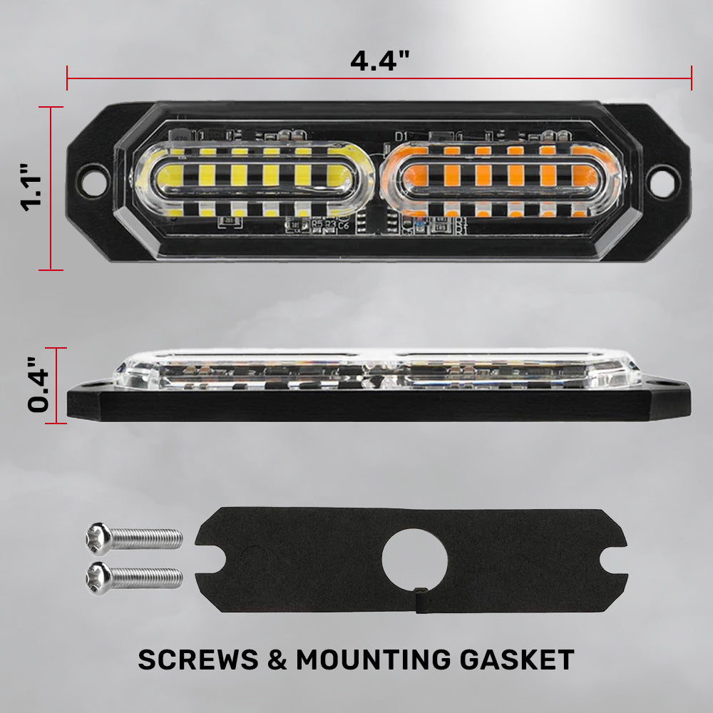 Universal 8-PC Ultra Slim Aluminum Surface Mounted 4.5" Emergency Ultra Bright LED Strobe w/ 17 Light Functions - Multiple Options