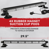 Exterior Roof Mounted 29.5" Emergency LED Strobe Light Bar Magnetic Suction Cup Installation w/ 26 Lighting Functions - Multiple. Colors