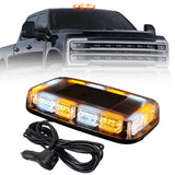 Roof Mounted 360 Degree 12" Emergency LED Strobe/Flashing Light Bar in Amber & White - Magnetic Suction Cup Installation with 16 Lighting Functions