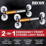 Interior Rear Window 2-PC LED Strobe/Flashing Light Bars - Suction Cup Installation A/C Adapter Plug & Play with 20 Lighting Function - Multiple Colors