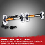 Interior Rear Window 2-PC LED Strobe/Flashing Light Bars - Suction Cup Installation A/C Adapter Plug & Play with 20 Lighting Function - Multiple Colors