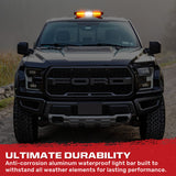 Exterior Roof Mounted 15" Emergency LED Strobe Light Bar in Amber & White - HD Magnetic Suction Cup Installation w/ 7 Light Functions