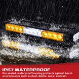 Exterior Roof Mounted 15" Emergency LED Strobe Light Bar in Amber & White - HD Magnetic Suction Cup Installation w/ 7 Light Functions