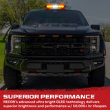 Exterior Roof Mounted 15" Emergency LED Strobe Light Bar in Amber & White - HD Magnetic Suction Cup Installation w/ 7 Light Functions